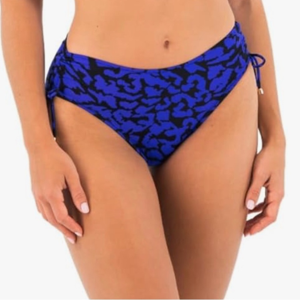 Fantasie Bikini Bottom Hope Bay Blue Black Animal Print Swimsuit Tie Strings NWT
